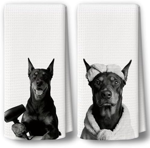 Dog Kitchen Towels Decor Set of 2 by BCUANGD