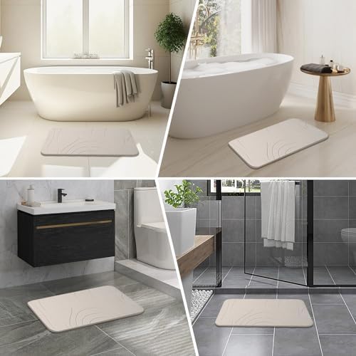 Stone Bath Mat, 2 Pack Diatomaceous Earth Shower Mat, Non-Slip Super Absorbent - Image 6