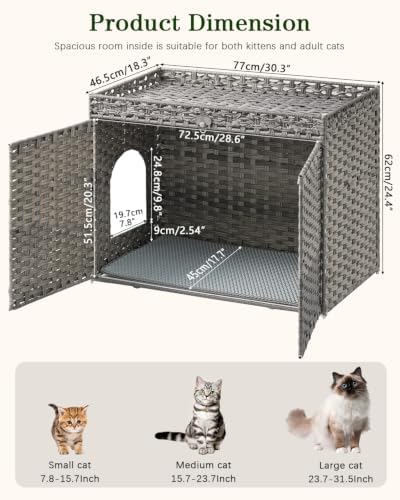 SETVSON Cat Litter Box Enclosure Furniture, Handwoven PE Rattan - Image 5