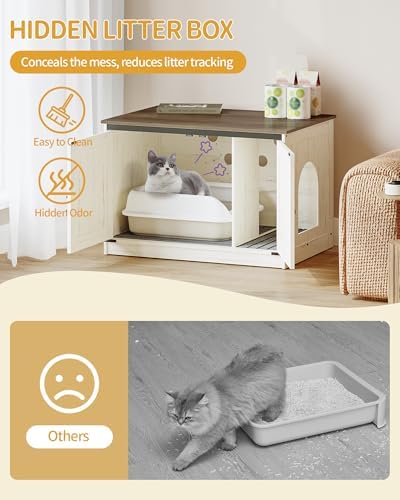 Hzuaneri Cat Litter Box Enclosure, Hidden Litter Box Furniture - Image 3