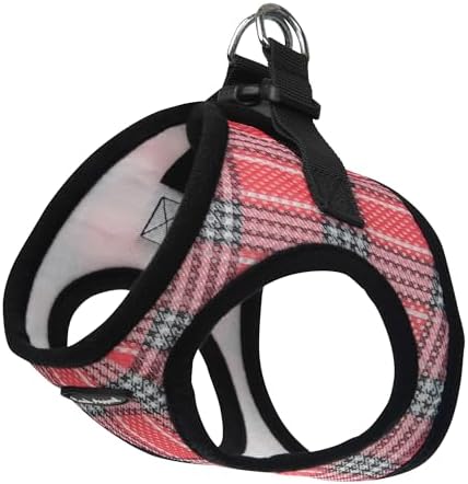Bark Appeal Coral Red Plaid Step-in Dog Harness by BarkAppeal