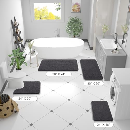 OLANLY Bathroom Runner Rugs 47x20, Extra Soft Absorbent Chenille Bath Rugs - Image 2