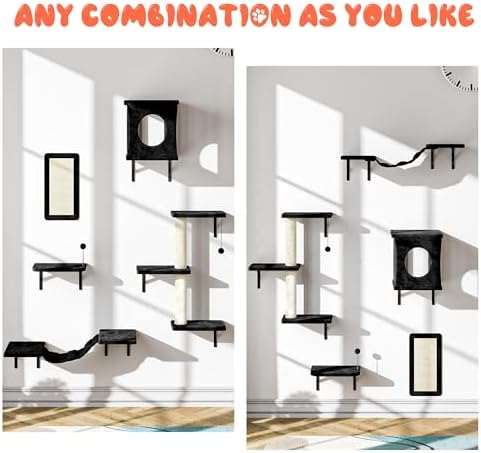 10 Pcs Cat Wall Shelves Set, Wall-Mounted Climber - Image 3