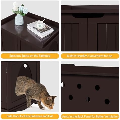 Yaheetech Cat Litter Box Enclosure, Hidden Pet Washroom Wooden Litter Cabinet - Image 6