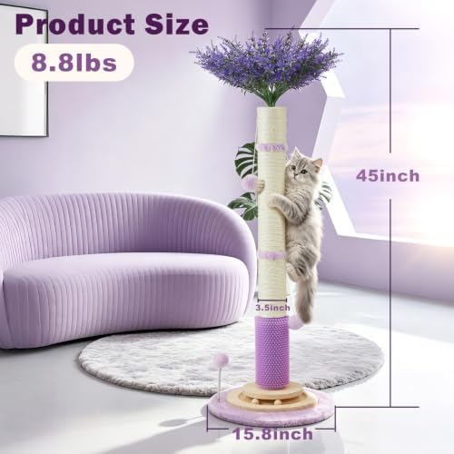 45" Tall Cat Scratching Post for Large, Heavy Duty Scratcher Tree - Image 2