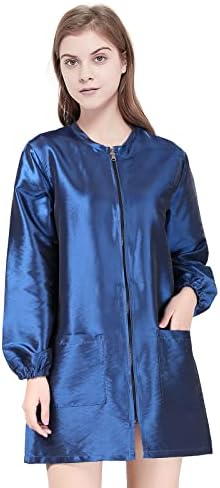 TOPTIE Salon Jacket with Long Sleeve, Unisex Satin Grooming Smock by TOPTIE