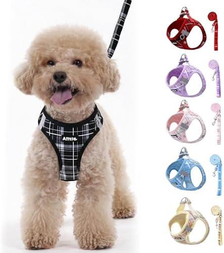 AIITLE Step in Dog Harness and Leash Set Plaid Adjustable by AIITLE-FORPETSBETTERLIFE