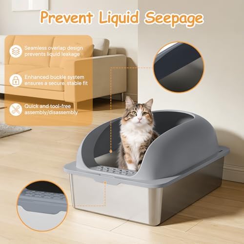Stainless Steel Cat Litter Box, Large Metal Litter Boxes High Sides - Image 5