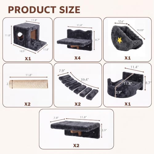 13-in-1 Cat Wall Shelves, Moon & Bridge Cat Wall Furniture - Image 2