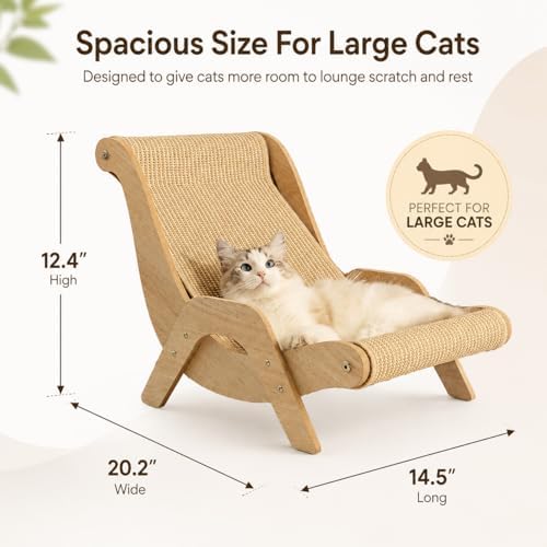 Cat Scratch Lounger Chair, Wooden Sisal Scratching Bed，14.5''*20.2''*12.4'' - Image 5