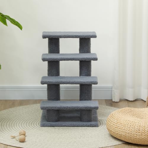PawHut 25" 4-Step Multi-Level Cat Scratching Post Gray - Image 6