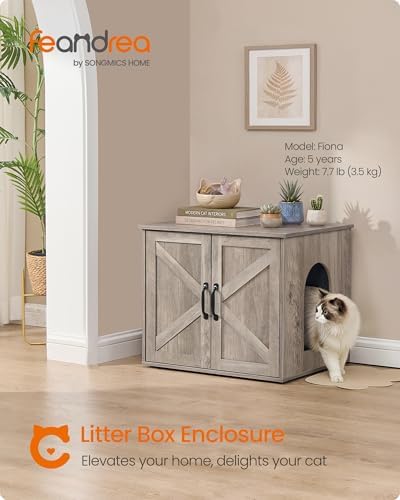 Feandrea Cat Litter Box Enclosure, Indoor Pet House End Table - Image 2