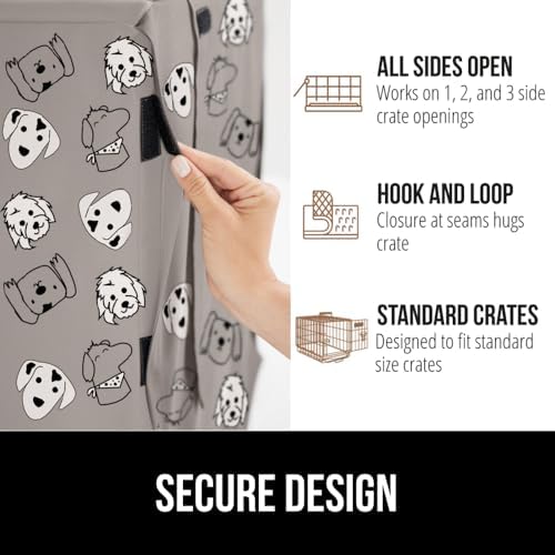 GORILLA GRIP Dog Crate Covers, Wire Kennel Topper, 24 in, Taupe Dogs - Image 5