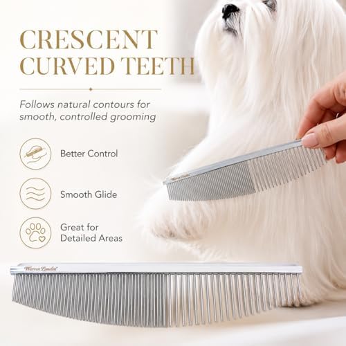 Warren London Crescent Detail Copper Dog Grooming Comb - Image 6
