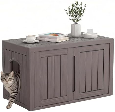 Cat Litter Box Enclosure, Hidden Enclosed Litter Box Furniture by WTFGO