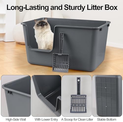 2-Pack Extra Large Open Top High Side Cat Litter Boxes - Image 3