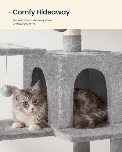 SONGMICS HOME Cat Tree for Indoor Cats, Hammock and Condo, Light Gray - Image 5