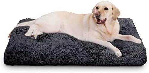 Large Dog Bed Crate Pad 36", Washable Plush Pet Mat Sleeping Dark Grey by Loveforfurrykids