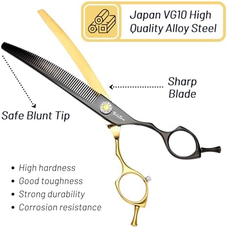 7.5in Curved Dog Grooming Scissors, 56 Teeth Thinning Shears - Image 4