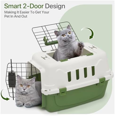 18 Inch Hard-Sided Plastic Dog Carrier 2 Door Travel Crate - Image 4