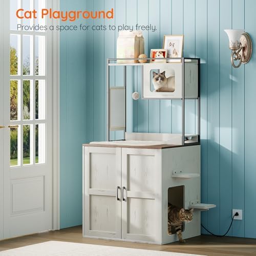 HOOBRO Cat Automatic Litter Box Enclosure Furniture, 30.5" L x 26.8" W x 61" H - Image 3