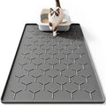 Bulkniu Silicone Cat Litter Mat, Raised Edge Waterproof, Dark Grey by Bulkniu