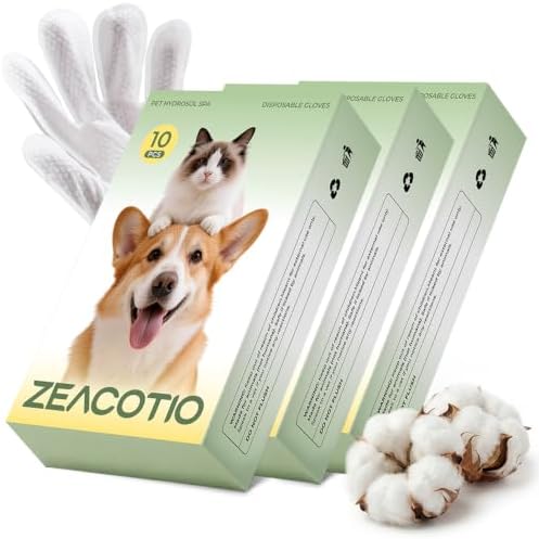 Pet Wipes Gloves for Dogs and Cats, Disposable Pet Cleaning Gloves for Paws by ZeaCotio