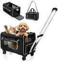 Large Pet Carrier with Detachable Wheels, 2 IN1 Foldable Soft-Sided Carriers- by Wheelive