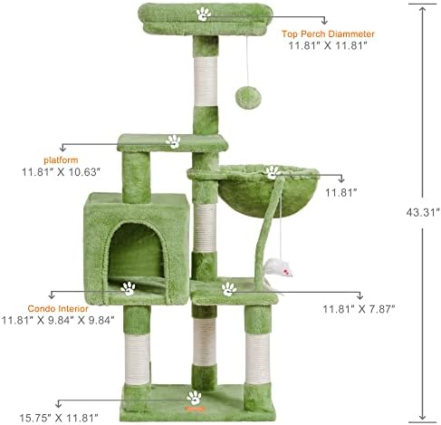Heybly Cat Tree with Toy, 43.3 inch Cat Tower - Image 2