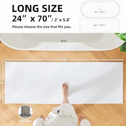 TYUU Bathroom Runner Rugs, Long Bath Mat Runner Washable Thin Quick Dry Low - Image 3