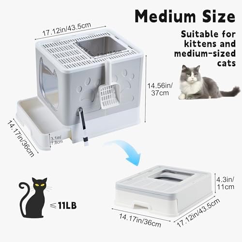 Gefryco Cat Litter Box with Lid, Top Entry Kitten Litter Box with Controlled - Image 6