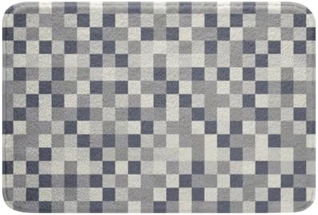 Pixel Grid Style Bathroom Rug, Modern Aesthetic Non Slip Bath Mat by Manfei