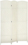 HOMCOM 3 Panel Room Divider 6 Ft Privacy Screen Hand-Woven White by HOMCOM