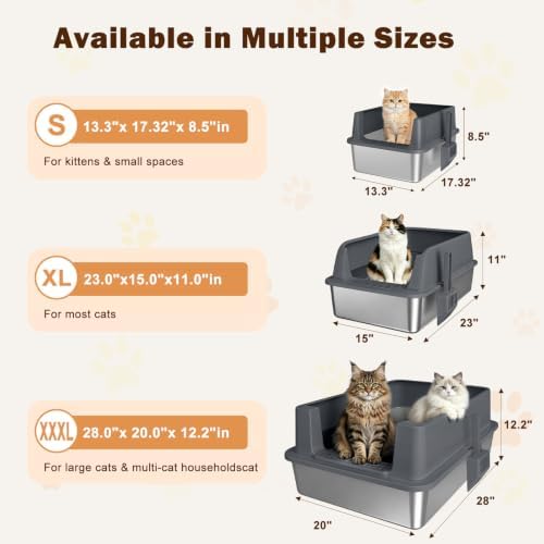 AIPERRO XL Stainless Steel Litter Box | Metal Cat Litter Boxes - Image 3