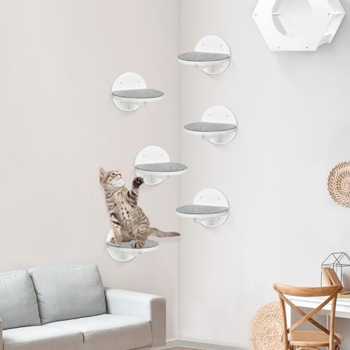 Cat Wall Shelves Furniture Set of 6, Wooden Cat Steps for - Image 4