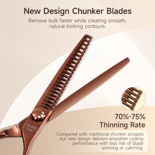 7'' Chunker Dog Grooming Scissors, 440C Stainless Steel Bronze Pet Grooming - Image 4
