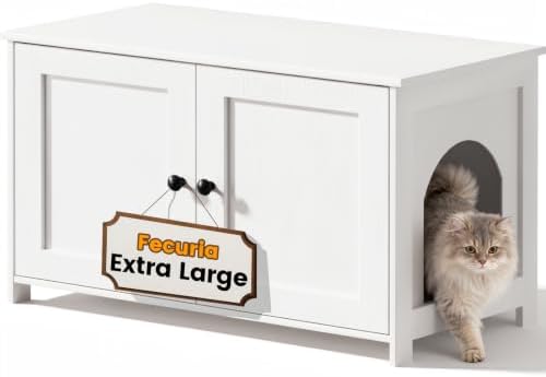 Extra Large Cat Litter Box Enclosure Furniture Dog Proof, Hidden Kitty Washroom by Fecuria