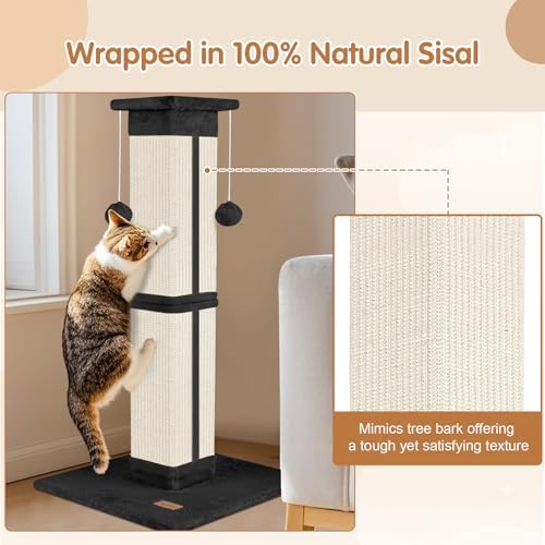 Cat Scratching Post 33 inch for Indoor Cats, High Cat Scratch Post Black - Image 7