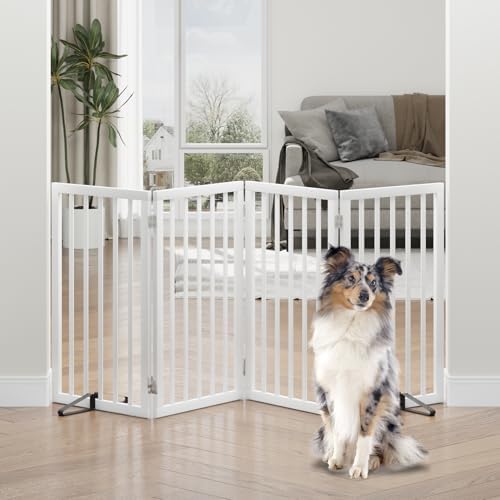 Dog Gates for Doorways, Tall Dog Gate Indoor, Foldable Pet Gates for Doorways by Algherohein