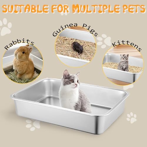 Small Stainless Steel Kitten Litter Box, Low Entry, 15.7 x 11.8 x 2.8 in - Image 7