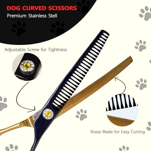 7" Curved Thinner Dog Scissor, Curved Chunker Scissors, 28 Teeth - Image 3