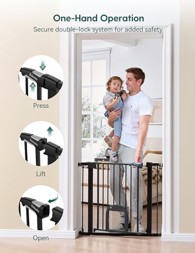 Babelio Dog Gate with Adjustable Cat Door, CatPrivilege III - Image 5