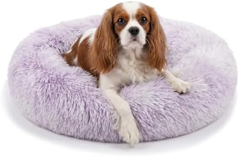 nononfish Round Calming Dog Bed, Plush Donut Pet Bed by nononfish