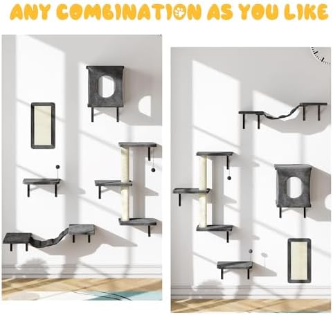 Cat Wall Shelves, 10-in-1 Wall-Mounted Cat Furniture Set - Image 3