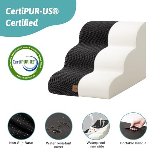 COZY KISS Wide Dog Stairs for Small Dog 15.7" H, 3 Step Pet Ramp for Couch - Image 3