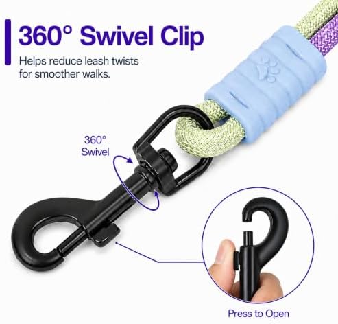 Hands Free Dog Leash, Double Handle Leash 5.5FT Purple-Green - Image 6