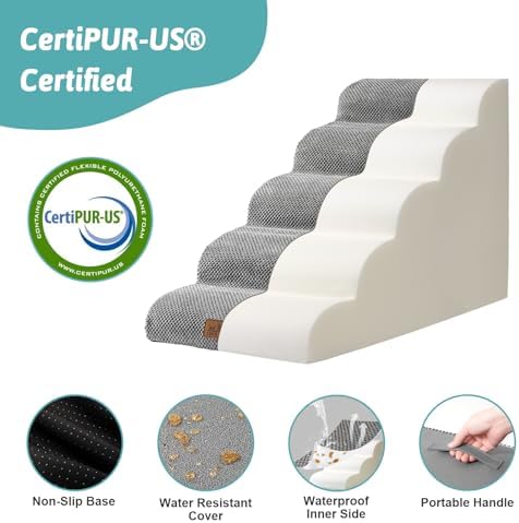 COZY KISS Dog Stairs for Small Dog 22.6" H, 5 Step Pet Ramp for Bed - Image 6