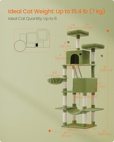 Feandrea Cat Tree, 81.1-Inch Large Cat Tower - Image 6