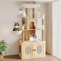Cat Tree with Litter Box Enclosure, Large Plush Top Perch, Sisal Scratching by Garvee