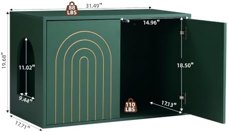 Cat Litter Box Enclosure, 31.5" Hidden Litter Box Cabinet Furniture - Image 2